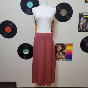 American Eagle | Rust Red Satin Slip Midi Skirt